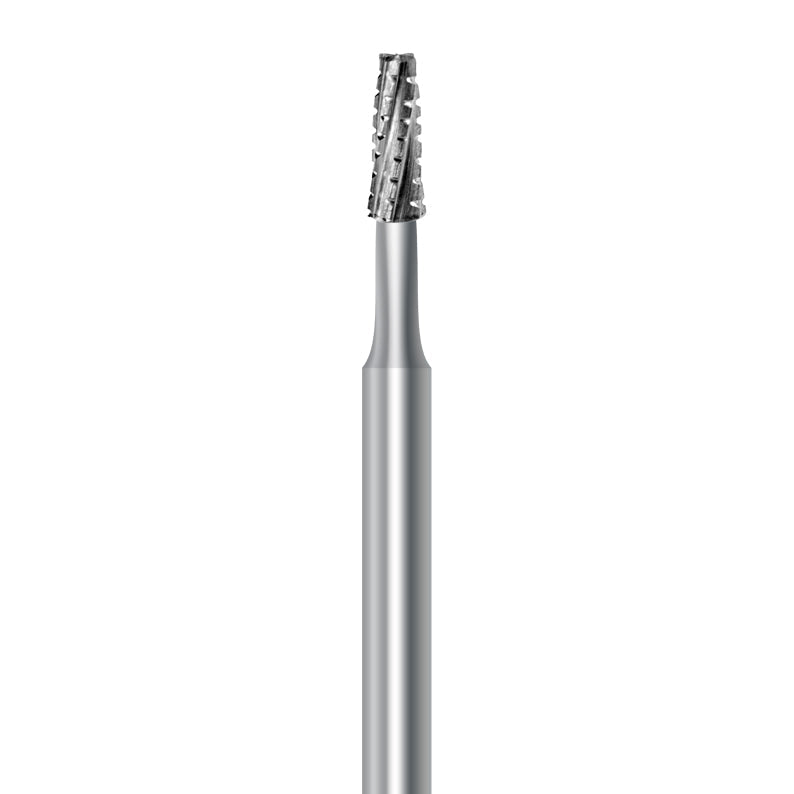 Carbide bur for handpiece C.FD33.021.HP: taper flat shape with spiral cut, diameter 2.1 mm - Frank Dental, Germany
