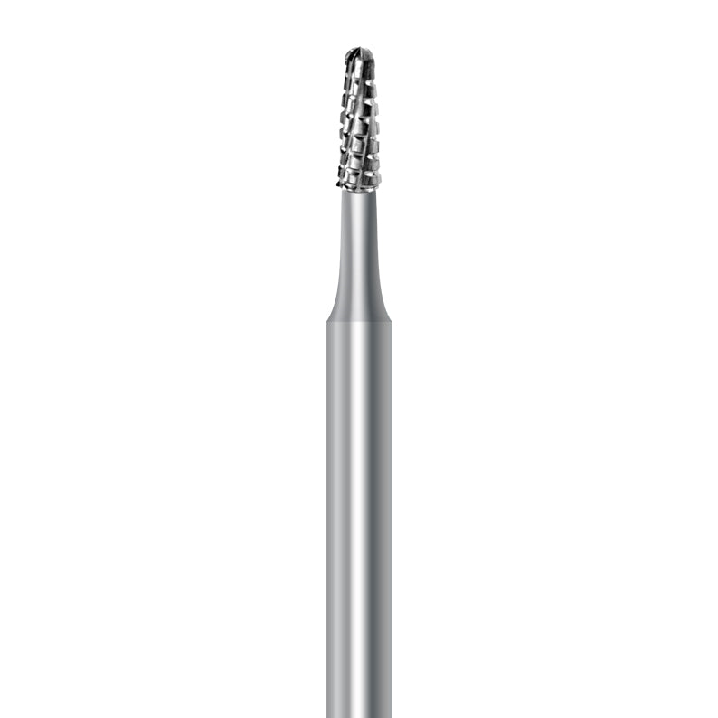 Carbide bur for handpiece C.FD33R.016.HP: taper round shape with spiral cut, diameter 1.6 mm - Frank Dental, Germany