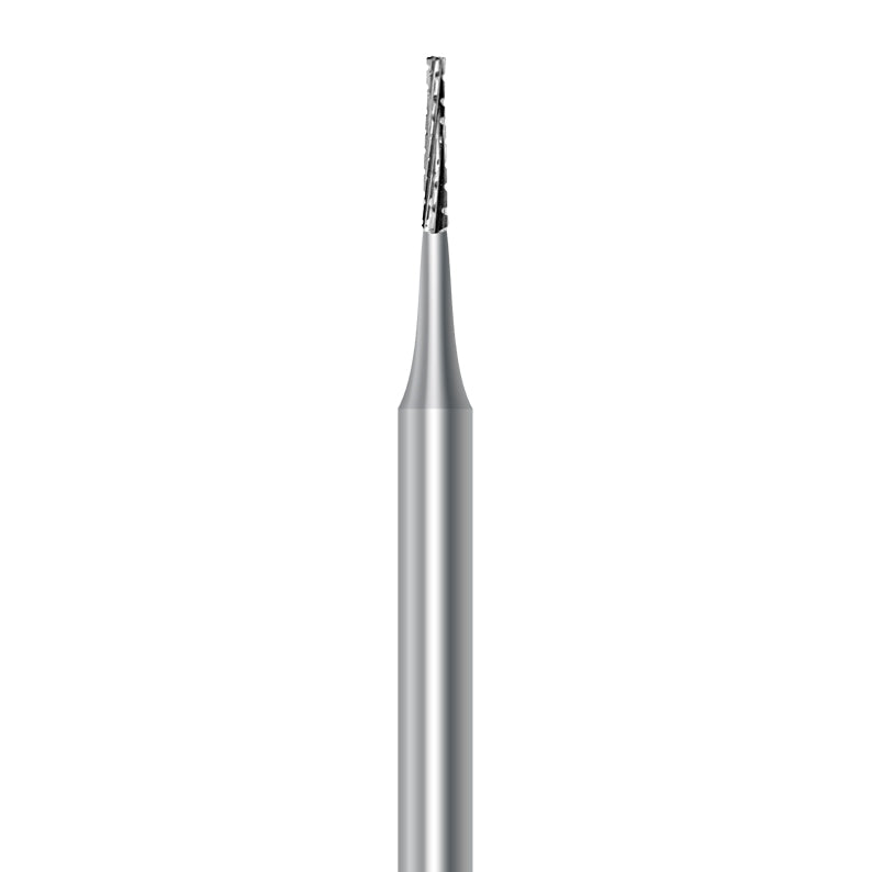 HP carbide flat-end long taper bur C.33L.009.HP: spiral cut, 0.9 mm diameter - Frank Dental