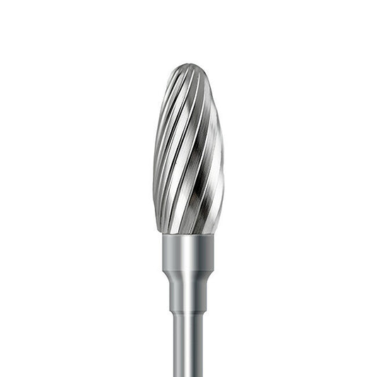 HP carbide cutter C.251E.104.060 for PMMA denture acrylics and dental plaster: bullet, diameter 6.0 mm - Frank Dental