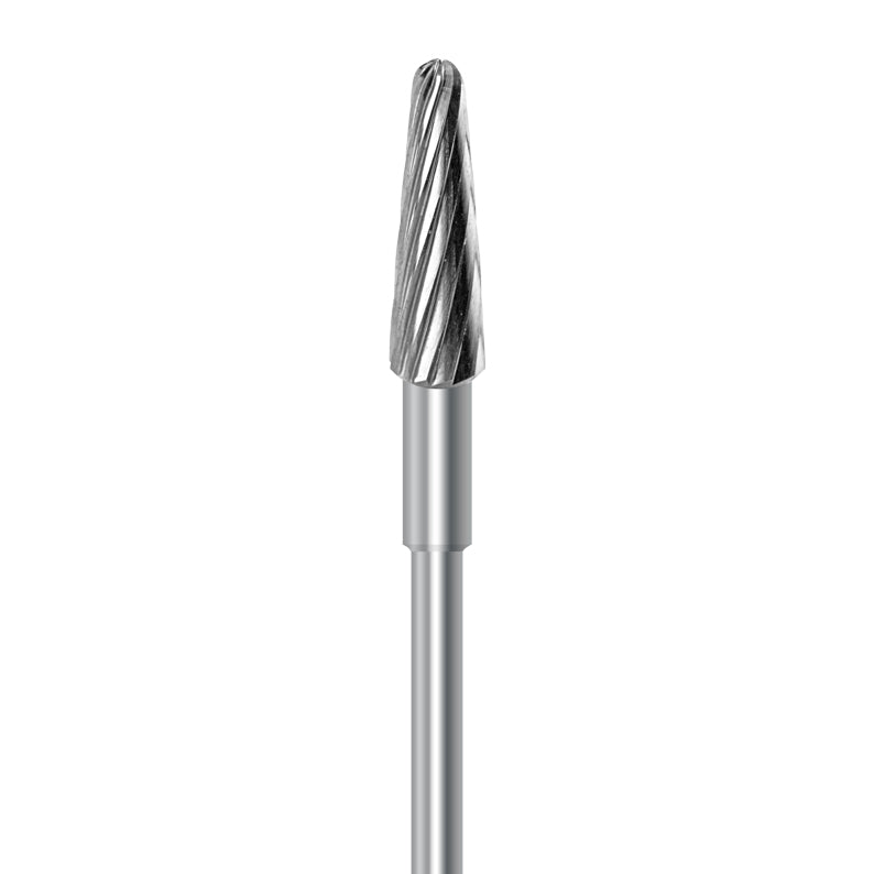 HP carbide cutter C.79E.104.040 for PMMA denture acrylics and dental plaster: round-end taper, 4.0 mm diameter - Frank Dental