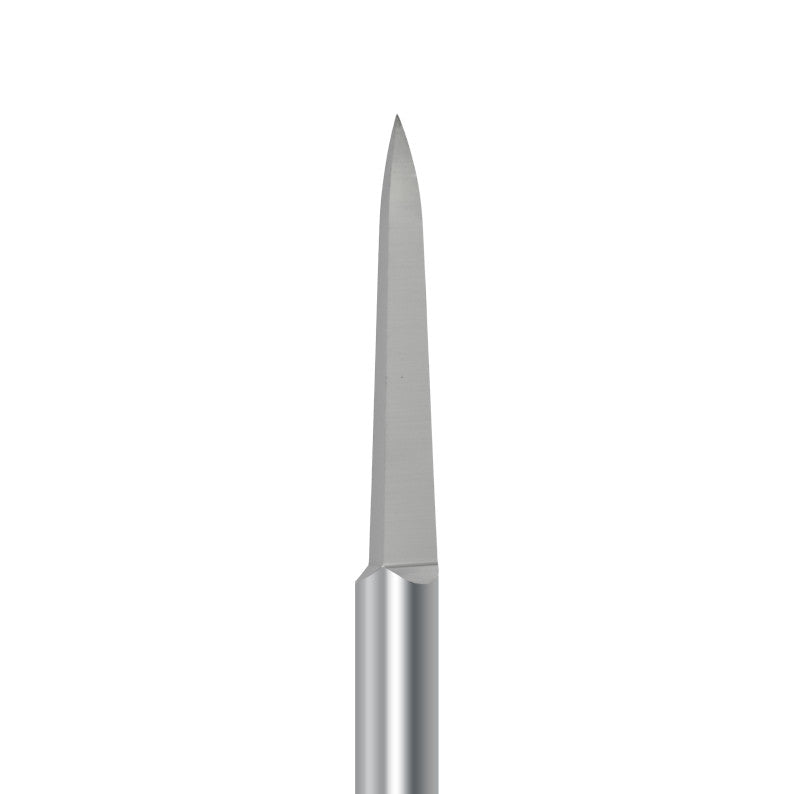 Tungsten carbide cutter C.219.104.023 for thermoplastics and splints: extra coarse grit, needle shape, diameter 2.3 mm