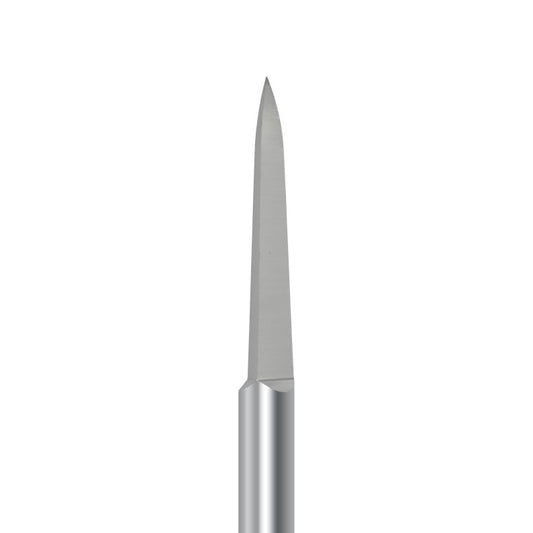 Tungsten carbide cutter C.219.104.023 for thermoplastics and splints: extra coarse grit, needle shape, diameter 2.3 mm