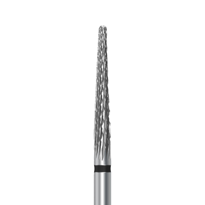 Tungsten carbide cutter C.261KT.104.023 for titanium and hard metal alloys: coarse grit, taper round shape, diameter 2.3 mm