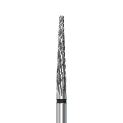 Tungsten carbide cutter C.261KT.104.023 for titanium and hard metal alloys: coarse grit, taper round shape, diameter 2.3 mm