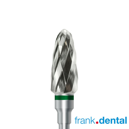 Tungsten carbide cutter C.251KG.104.060 for dry plaster and hard denture acrylics: coarse grit, oval shape, diameter 6.0 mm