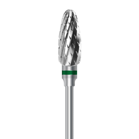 Tungsten carbide cutter C.251KG.104.060 for dry plaster and hard denture acrylics: coarse grit, oval shape, diameter 6.0 mm