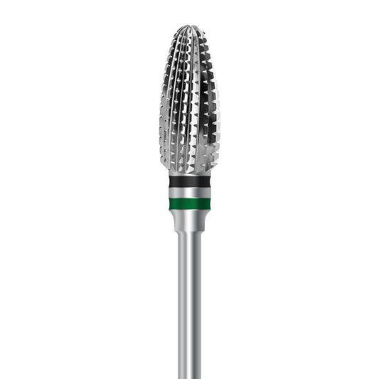 Tungsten carbide cutter C.251EQ.104.060 for soft relining materials and nylon: coarse grit, oval shape, diameter 6.0 mm