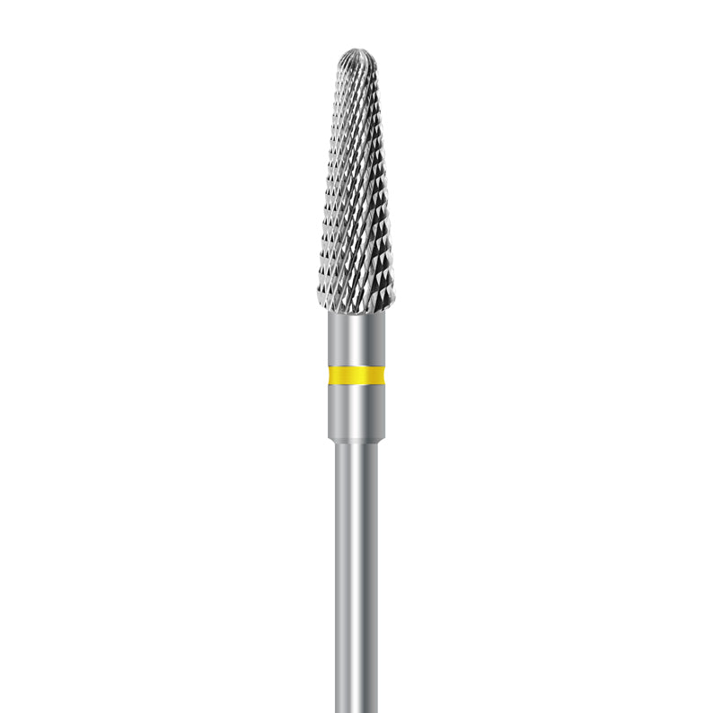 Tungsten carbide cutter C.79KSF.104.040 for precious alloys and veneering materials: extra fine grit, taper round shape, diameter 4.0 mm
