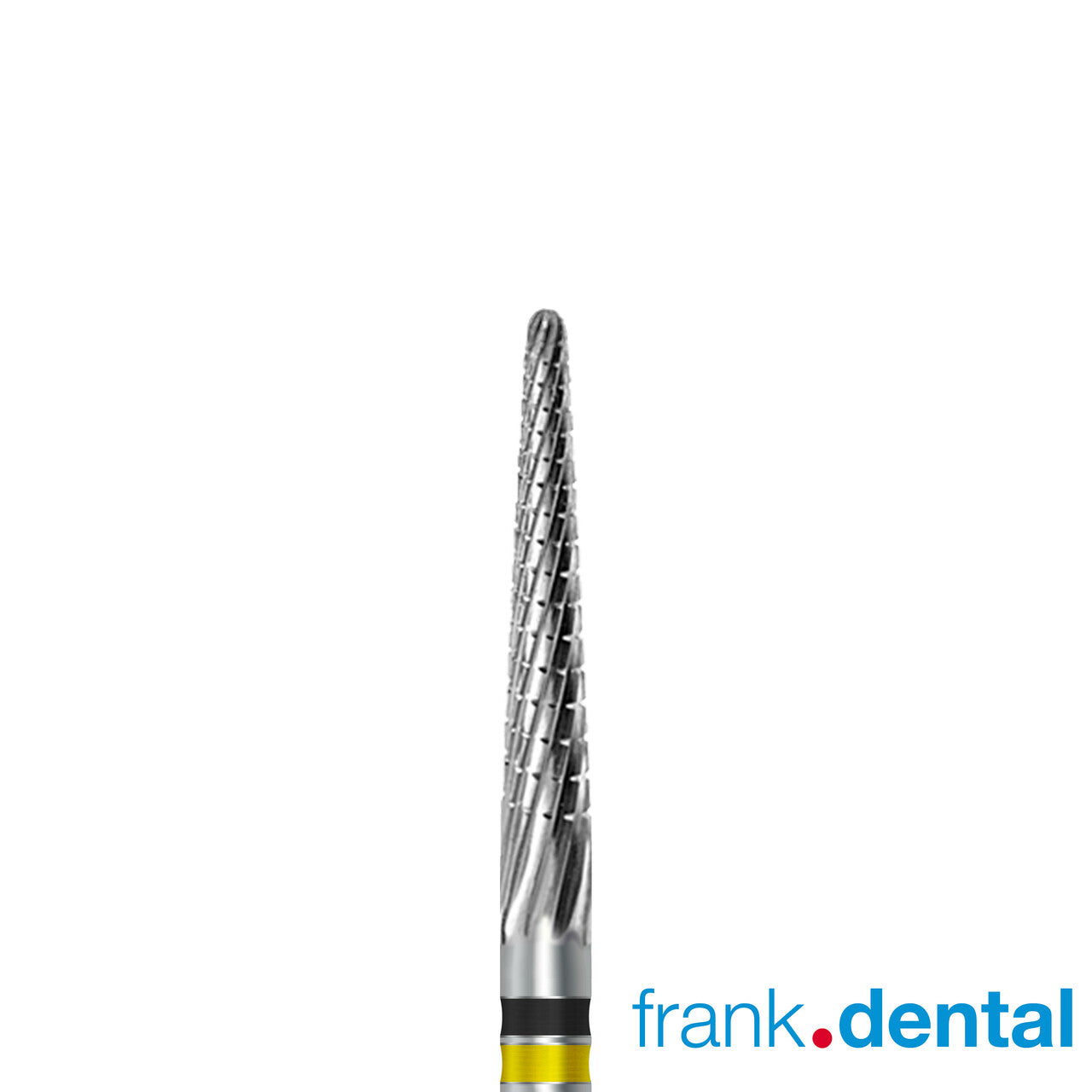 Tungsten carbide cutter C.261KFQ.104.023 for palladium and dental alloys: extra fine grit, taper round shape, diameter 2.3 mm
