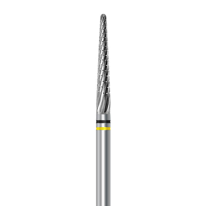 Tungsten carbide cutter C.261KFQ.104.023 for palladium and dental alloys: extra fine grit, taper round shape, diameter 2.3 mm